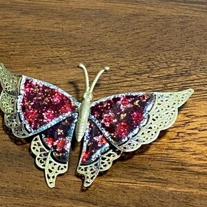 Vintage Brass Butterfly Pin - 3 x 2 inch